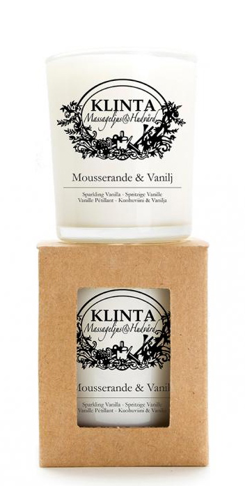 Massageljus/Doftljus Mousserande & Vanilj från Klinta